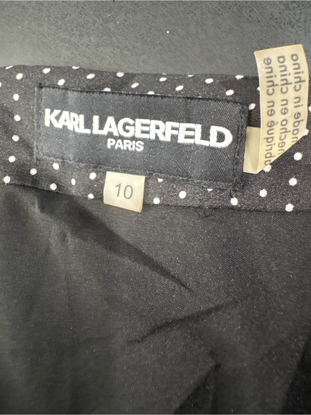 Karl Lagerfeld Black with White Polka Dot Trim Skirt size 10 - Picture 6 of 7